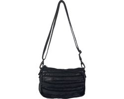Arrigo schoudertasje dames klein crossbody tas dames gewassen leer zwart - Arrigo Leather Goods