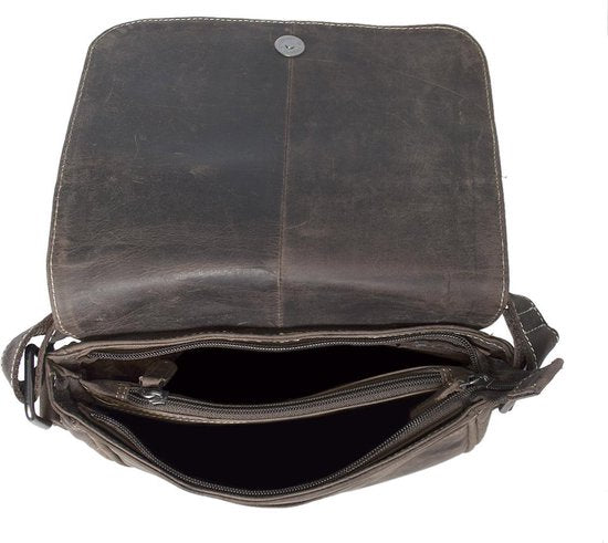Arrigo schoudertassen dames buffelleer crossbody donkerbruin - Arrigo Leather Goods
