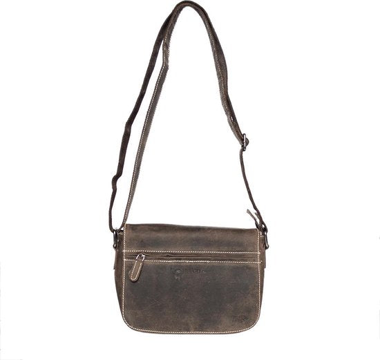 Arrigo schoudertassen dames buffelleer crossbody donkerbruin - Arrigo Leather Goods
