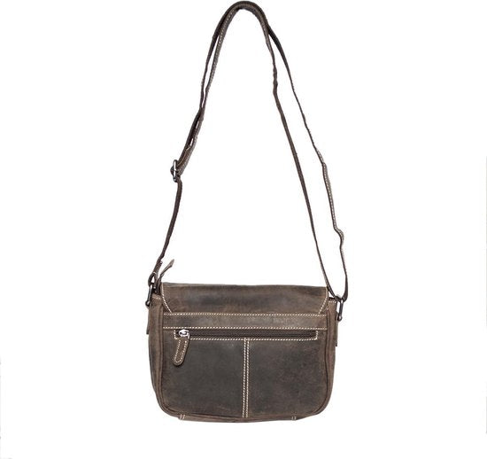 Arrigo schoudertassen dames buffelleer crossbody donkerbruin - Arrigo Leather Goods