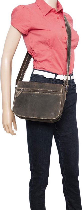 Arrigo schoudertassen dames buffelleer crossbody donkerbruin - Arrigo Leather Goods