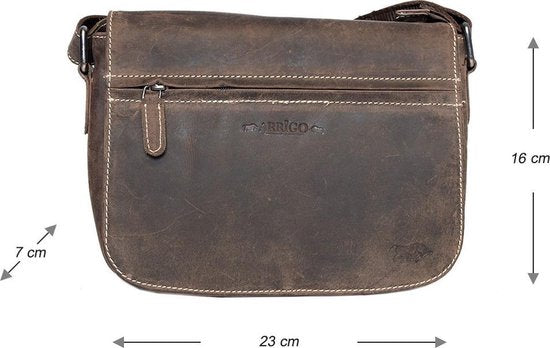 Arrigo schoudertassen dames buffelleer crossbody donkerbruin - Arrigo Leather Goods