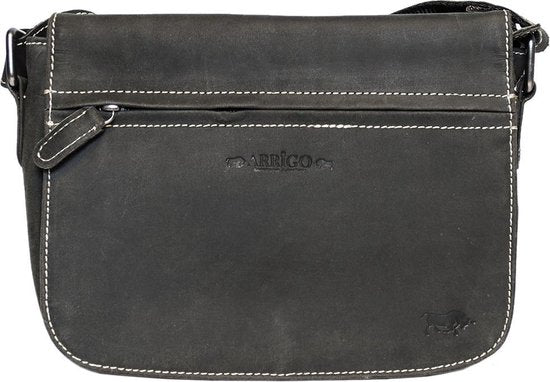 Arrigo schoudertassen dames buffelleer crossbody zwart - Arrigo Leather Goods