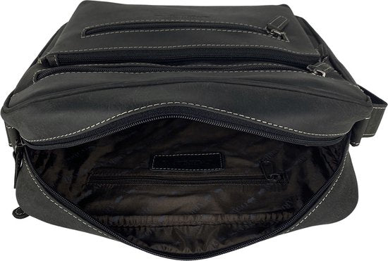 Arrigo tassen schoudertas crossbody tas dames buffelleer leer zwart - Arrigo Leather Goods