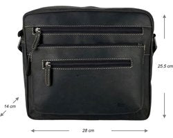 Arrigo tassen schoudertas crossbody tas dames buffelleer leer zwart - Arrigo Leather Goods