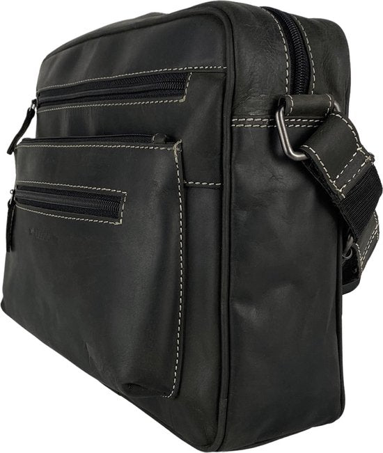 Arrigo tassen schoudertas crossbody tas dames buffelleer leer zwart - Arrigo Leather Goods