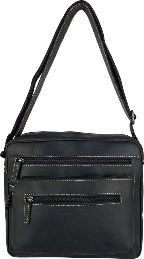 Arrigo tassen schoudertas crossbody tas dames buffelleer leer zwart - Arrigo Leather Goods