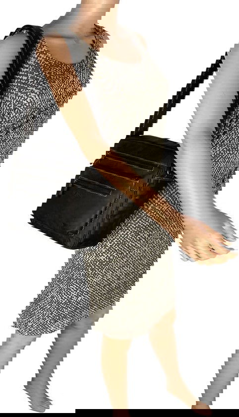 Arrigo tassen schoudertas crossbody tas dames buffelleer leer zwart - Arrigo Leather Goods