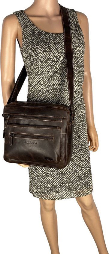 Arrigo tassen schoudertas crossbody tas dames leer donkerbruin - Arrigo Leather Goods