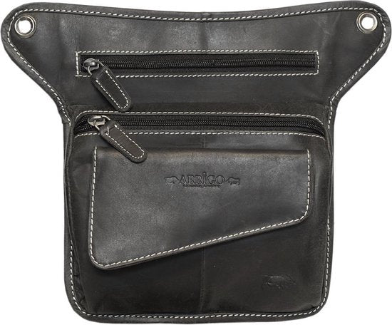 Beentas Motor - Zwart Leer of Leren Schoudertas