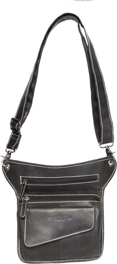 Beentas Motor - Zwart Leer of Leren Schoudertas - Arrigo.nl
