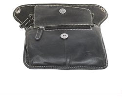 Beentas Motor - Zwart Leer of Leren Schoudertas - Arrigo.nl