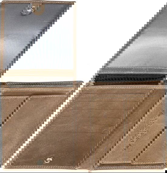 Billfold portemonnee heren buffelleer cognac met muntgeldvak Arrigo - Arrigo.nl