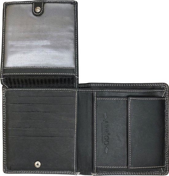 Billfold portemonnee heren buffelleer zwart met muntgeldvak Arrigo - Arrigo.nl