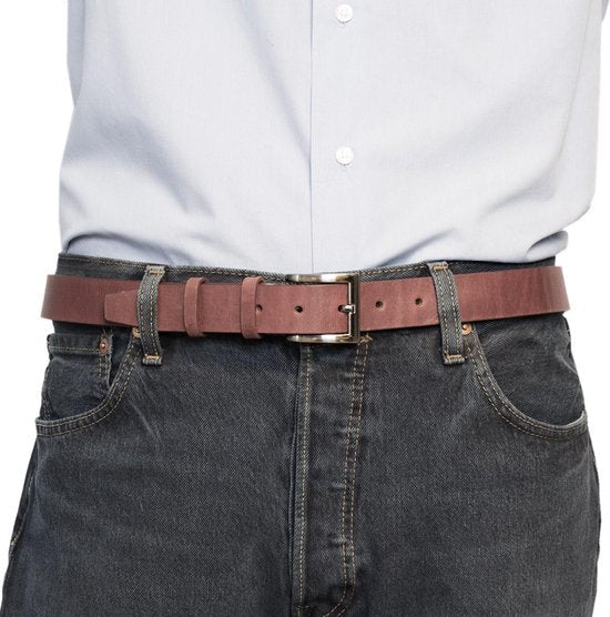 Bordeauxrode Leren Riem 3 cm Breed Dames - Timberland Look - Arrigo.nl