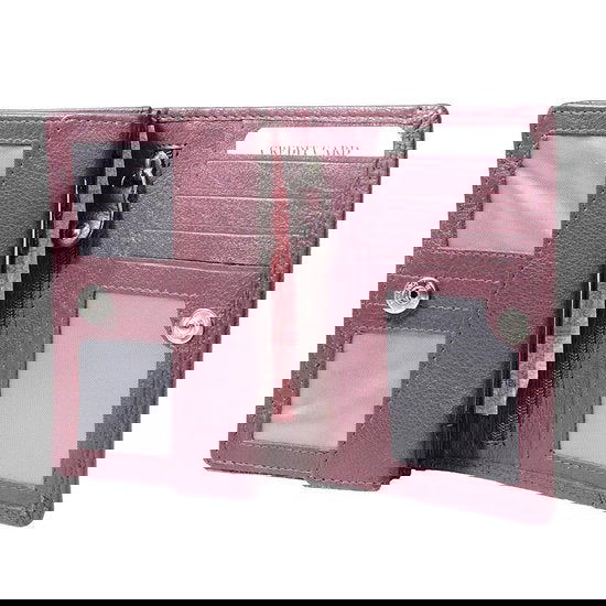 Bordeauxrode dames portemonnee leer rfid met klepje voor kleingeld portemonnee - Arrigo Leather Goods