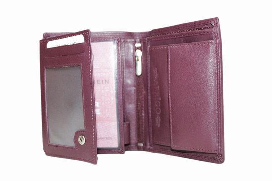 Bordeauxrode euro portemonnee leer compact leren portemonnee bordeauxrood - Arrigo Leather Goods