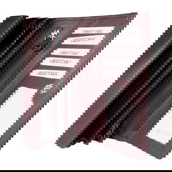 Bordeauxrode leren dames portemonnee met RFID-bescherming in harmonica-model - Arrigo.nl