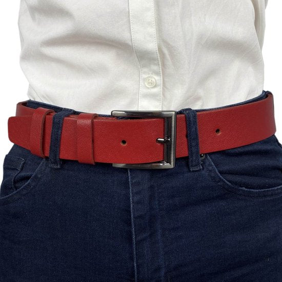 Broekriem 4 cm breed rood echt leer - Arrigo.nl