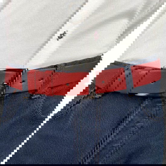 Broekriem 4 cm breed rood echt leer - Arrigo.nl