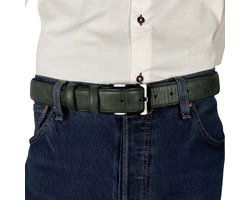 Broekriem petrol groen 3 5 cm breed 115 cm echt - Arrigo Leather Goods