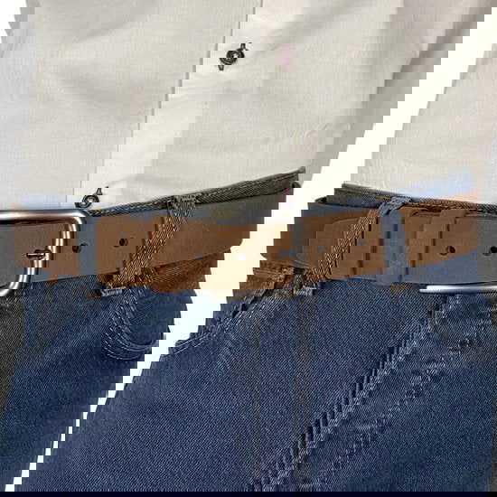 Broekriemen lichtbruin extra lang 4 cm dames riem lang heren - Arrigo Leather Goods