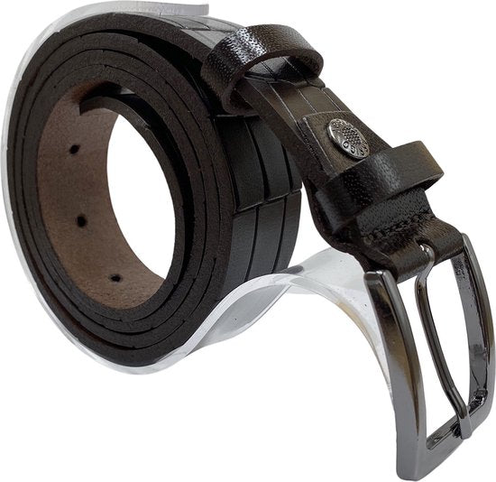 Bruine Leren Riem 3 cm Breed met Kroko Print - Arrigo.nl