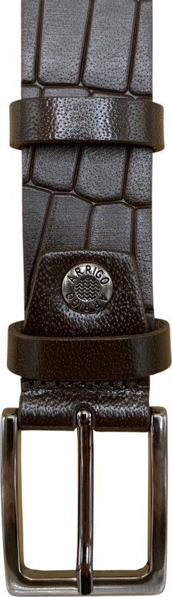 Bruine Leren Riem 3 cm Breed met Kroko Print - Arrigo.nl