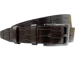 Bruine Leren Riem 3 cm Breed met Kroko Print - Arrigo.nl