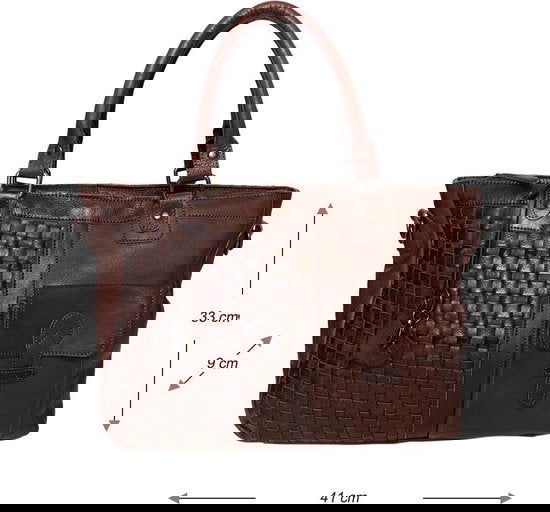 Bruine dames tas schoudertas gevlochten leer - Arrigo.nl