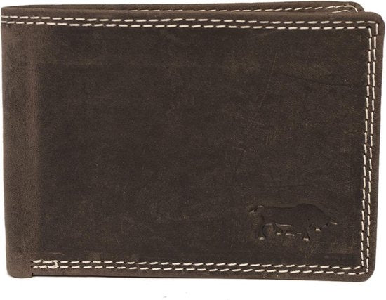Buffeleren billfold portemonnee laag model in de kleur donkerbruin - Arrigo Leather Goods