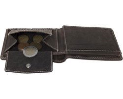 Buffeleren billfold portemonnee laag model in de kleur donkerbruin - Arrigo Leather Goods