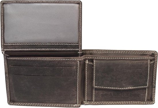 Buffeleren billfold portemonnee laag model in de kleur donkerbruin - Arrigo Leather Goods