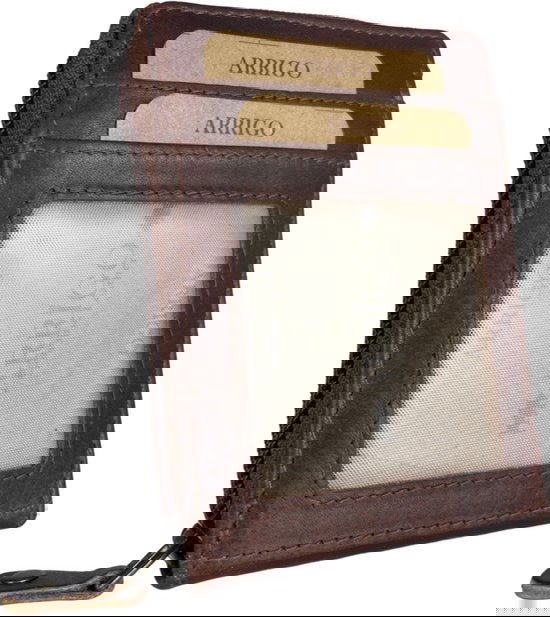 Cardholder met rits anti skim rfid pasjeshouder cognac echt leer - Arrigo.nl