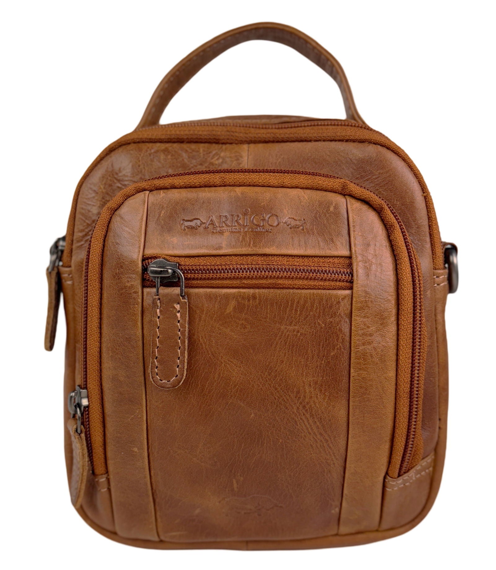 Cognac Leren Schoudertasje - Arrigo.nl