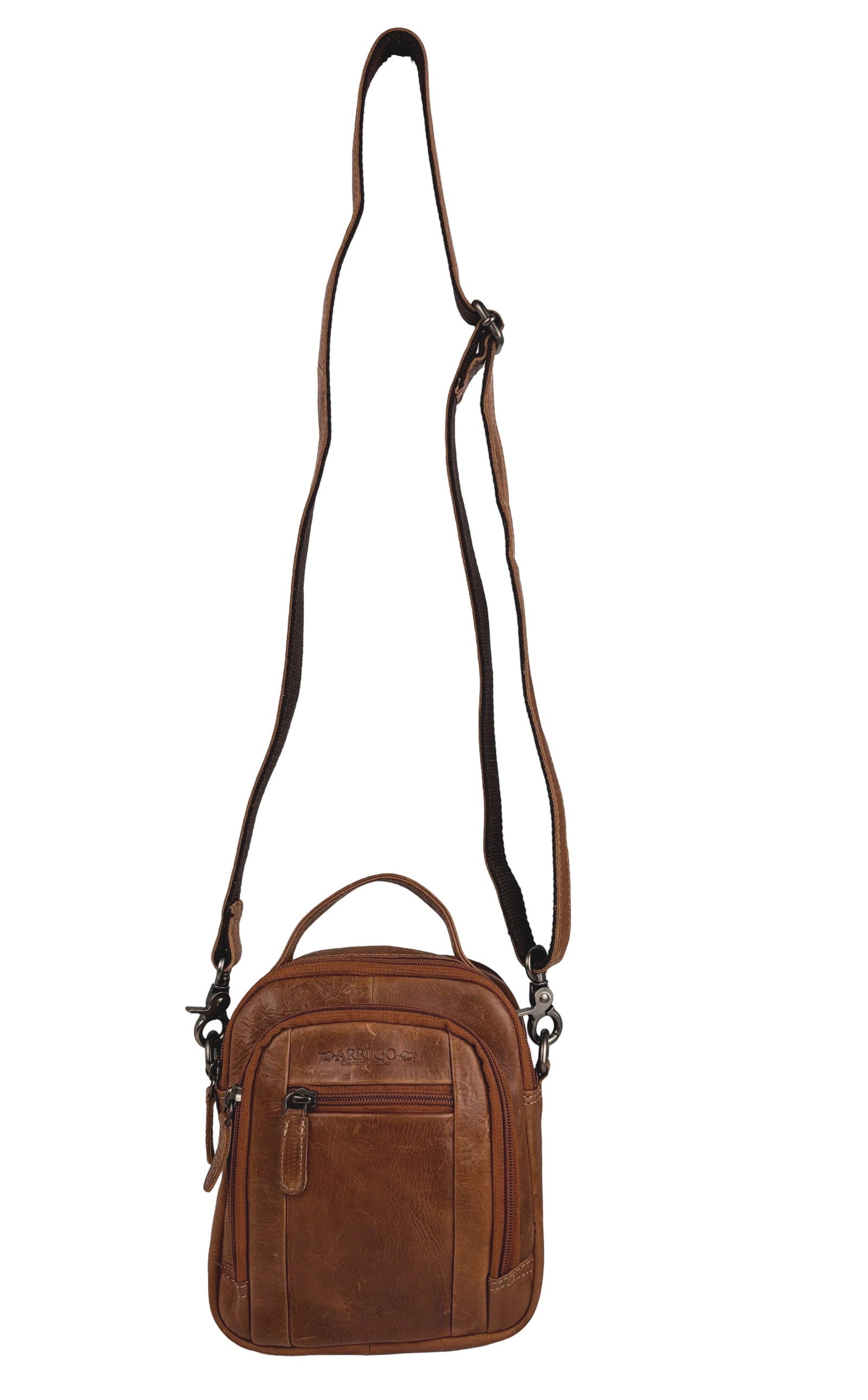 Cognac Leren Schoudertasje - Arrigo.nl