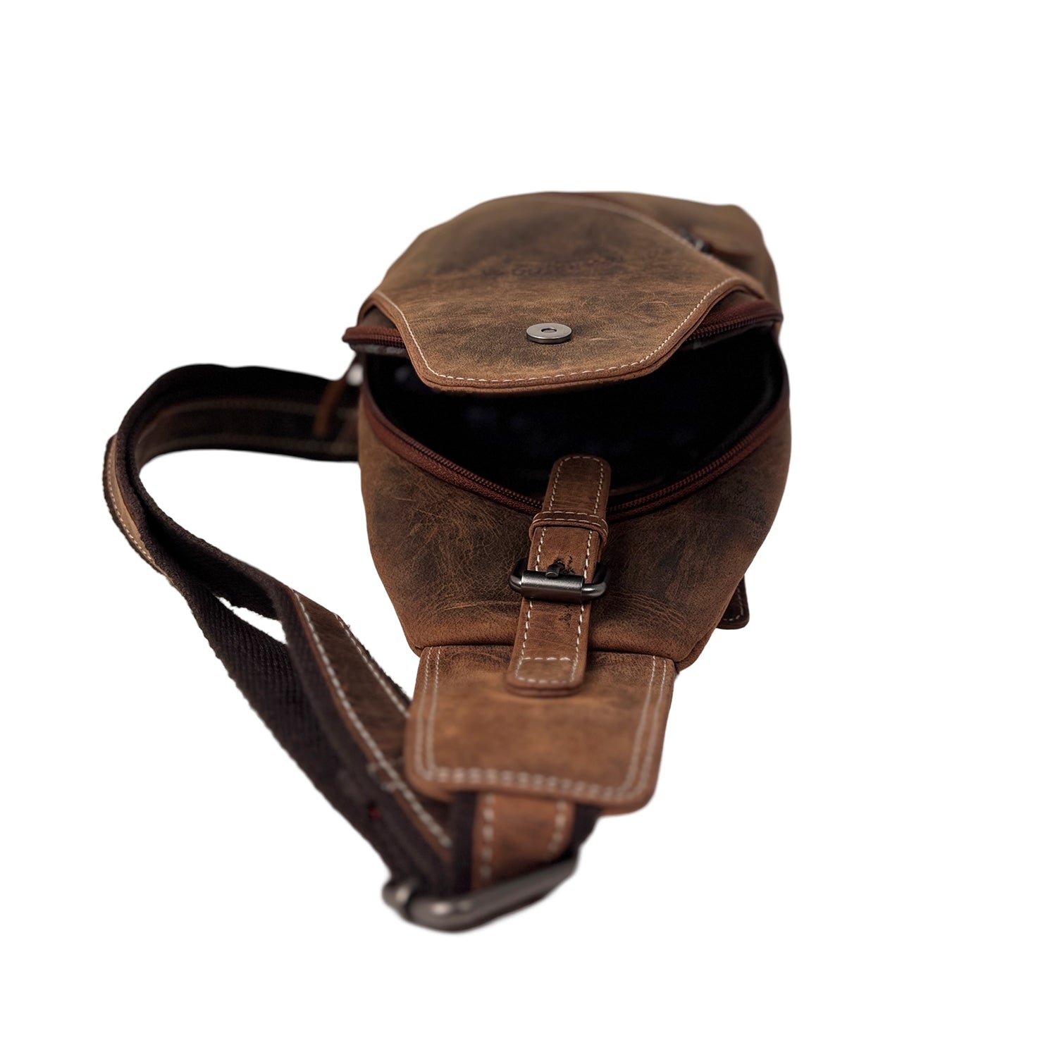 Cognackleurige Buffelleer Slingbag - Arrigo.nl