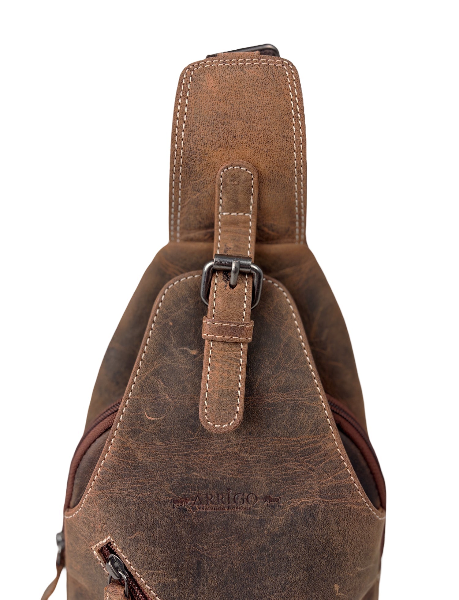 Cognackleurige Buffelleer Slingbag - Arrigo.nl