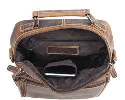 Cognackleurige buffellederen schoudertas - Arrigo.nl