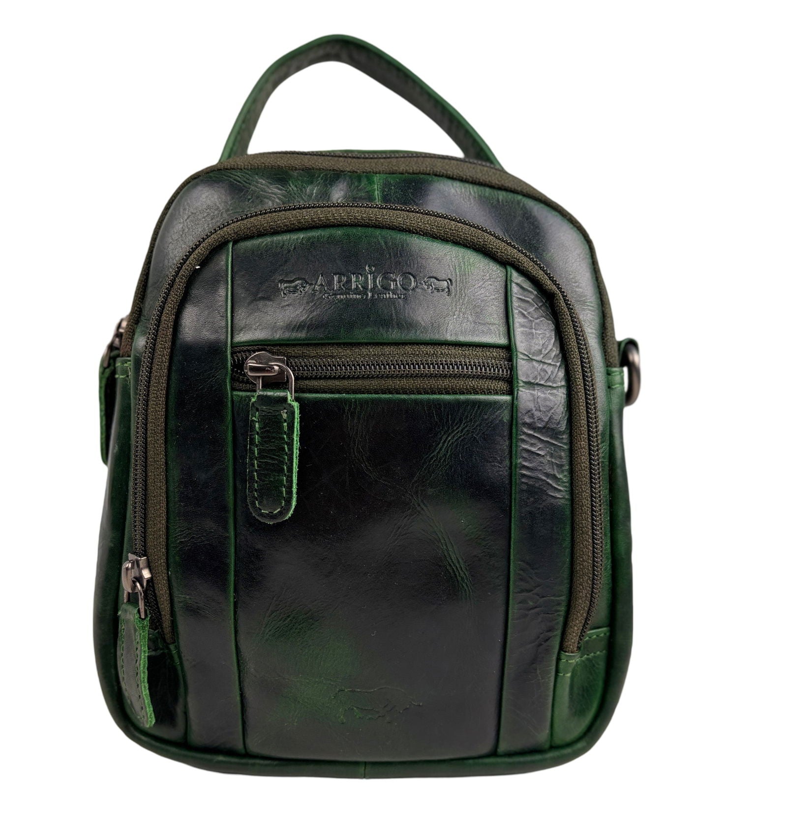 Compact Groen Leren Schoudertasje - Arrigo.nl