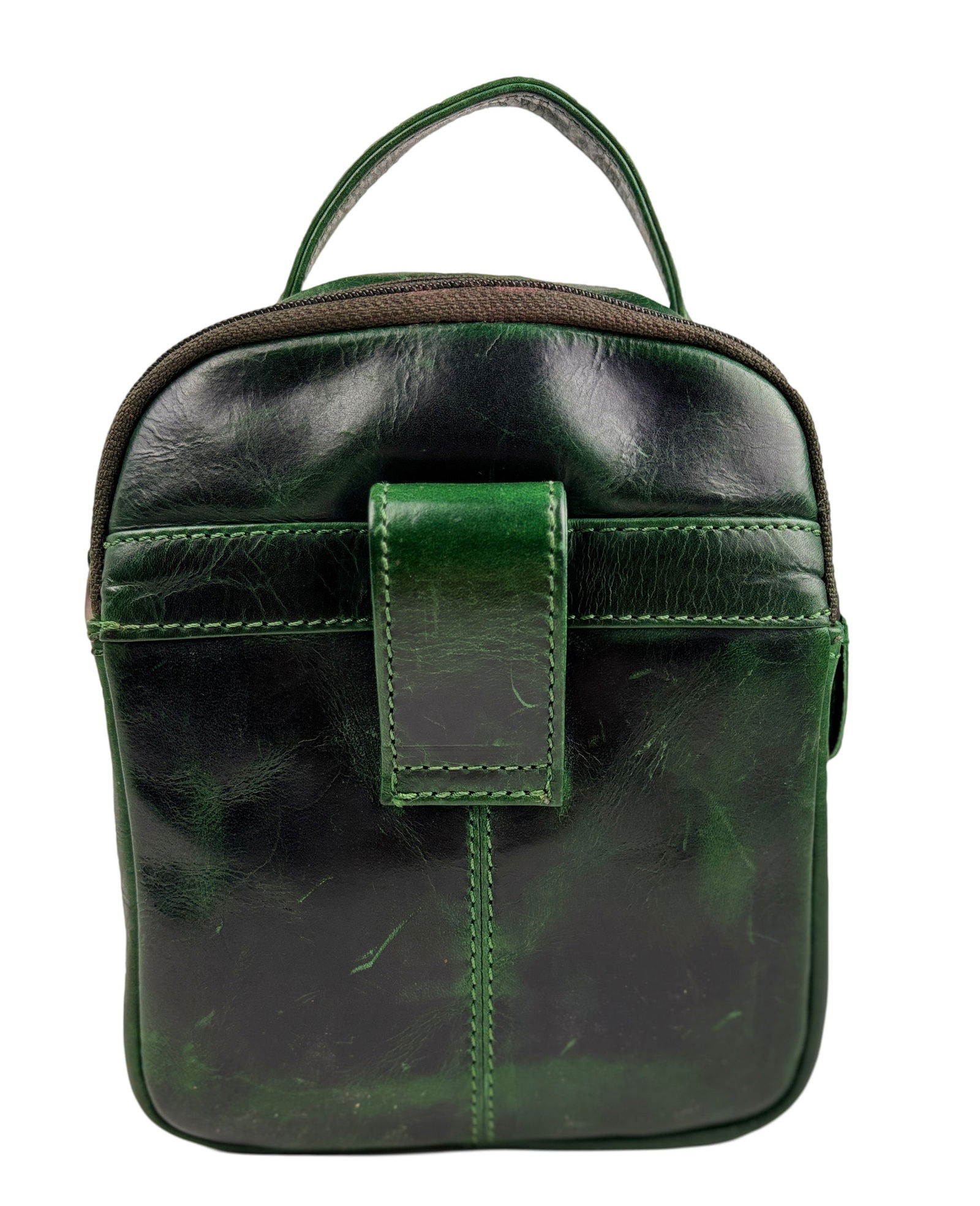 Compact Groen Leren Schoudertasje - Arrigo.nl