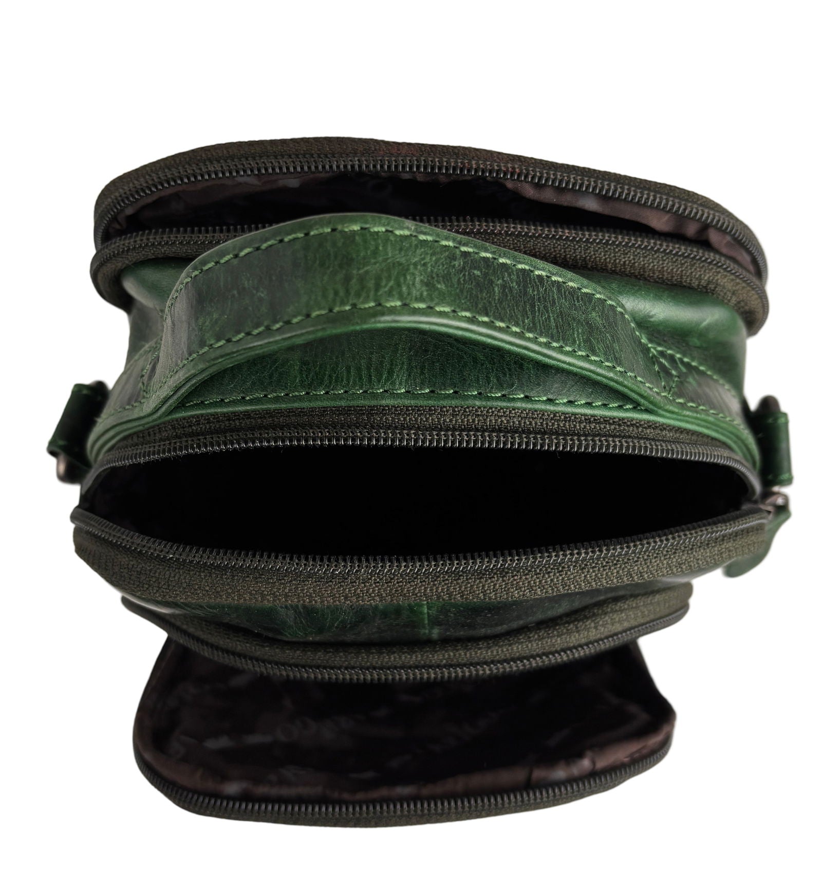 Compact Groen Leren Schoudertasje - Arrigo.nl