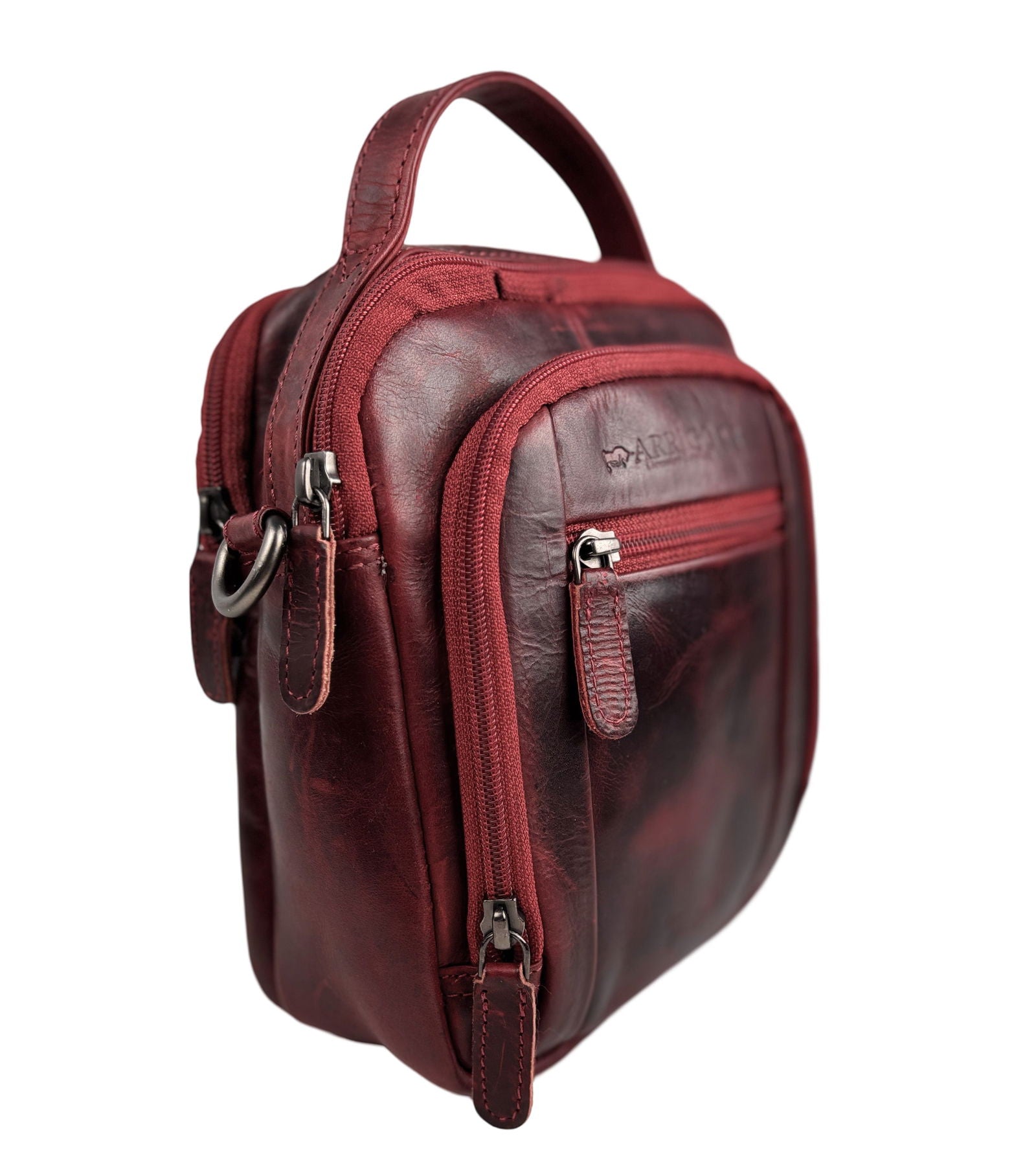 Compact Schoudertasje van Rood Rundleer - Arrigo.nl