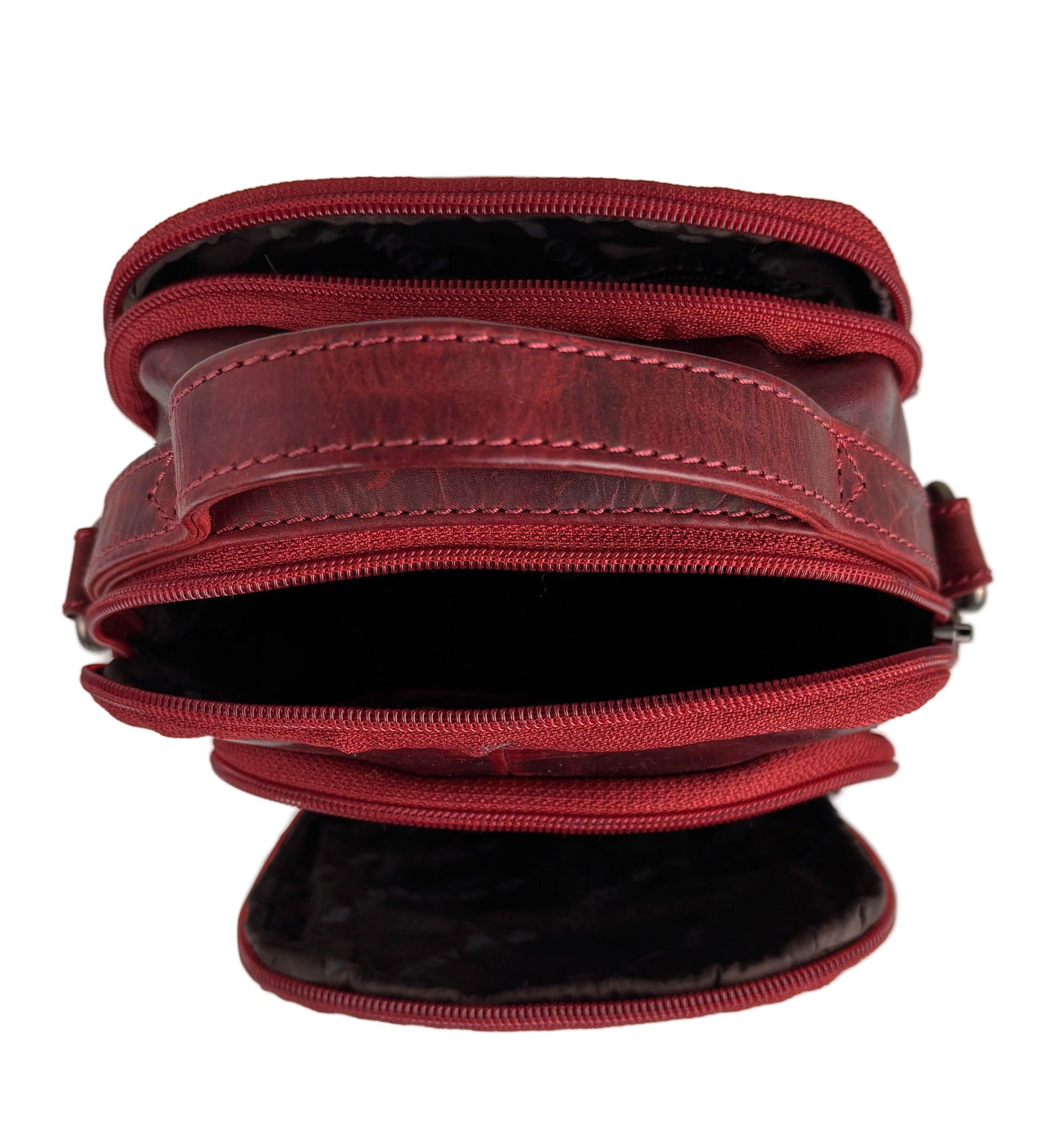 Compact Schoudertasje van Rood Rundleer - Arrigo.nl