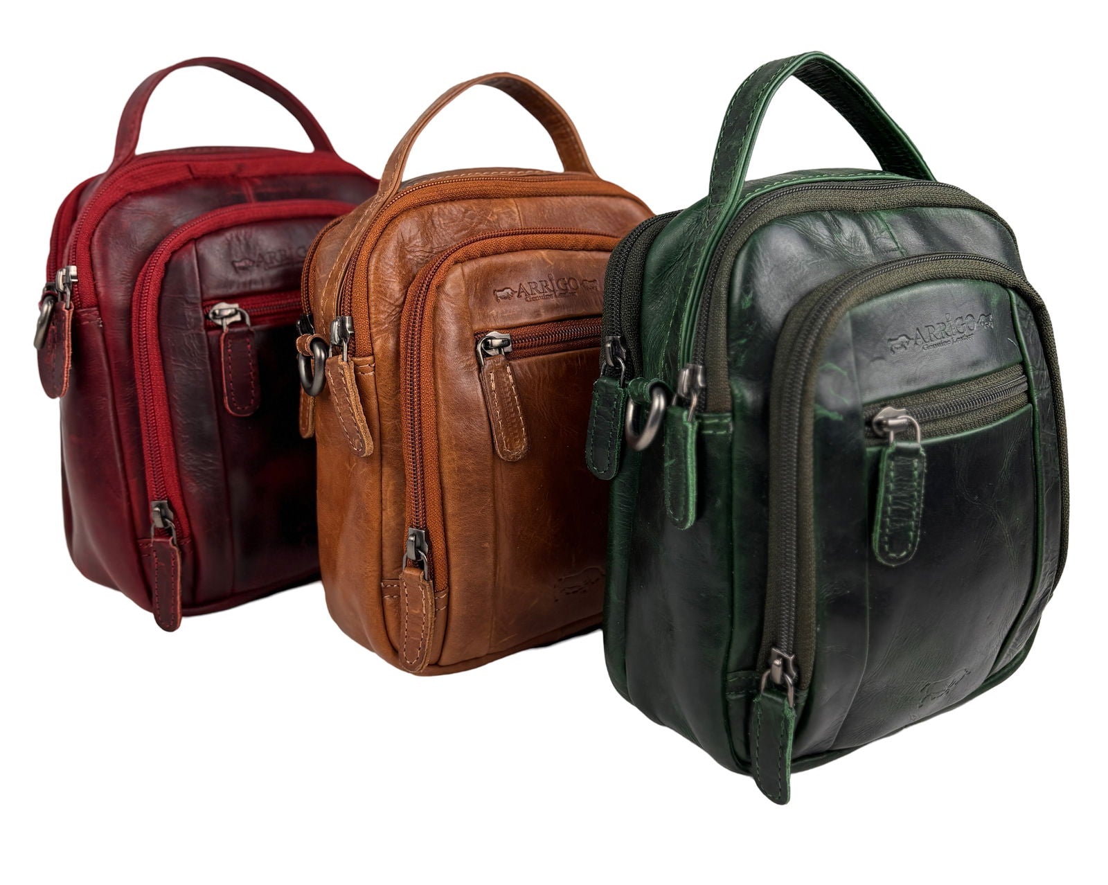 Compact Schoudertasje van Rood Rundleer - Arrigo.nl