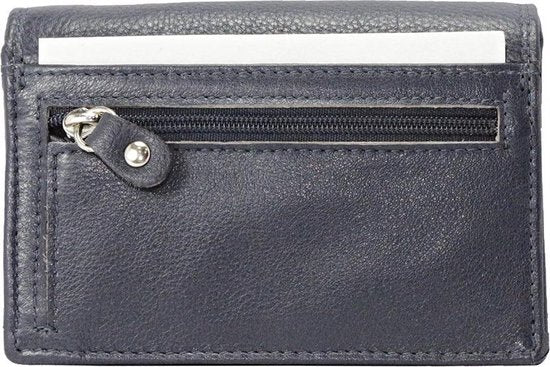 Compacte Dames Portemonnee - Donkerblauw Leer met RFID Bescherming en Anti-Skim Functie - Arrigo.nl