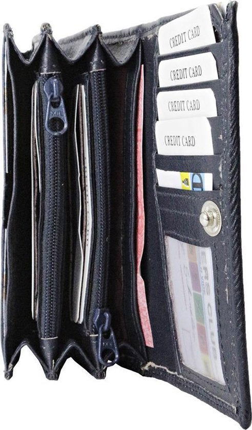 Compacte Dames Portemonnee - Donkerblauw Leer met RFID Bescherming en Anti-Skim Functie - Arrigo.nl