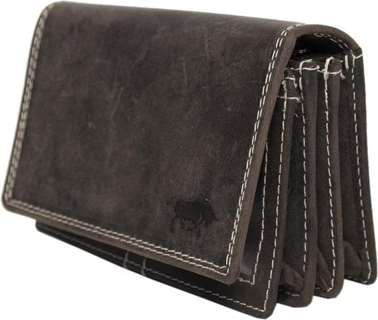 Compacte Vintage Dames Portemonnee - Donkerbruin Leer met RFID Bescherming - Arrigo.nl