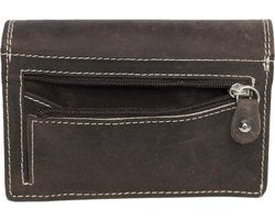Compacte Vintage Dames Portemonnee - Donkerbruin Leer met RFID Bescherming - Arrigo.nl