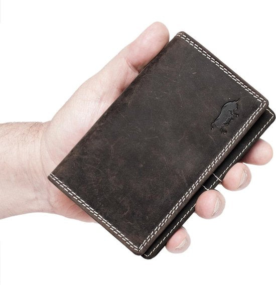 Compacte Vintage Dames Portemonnee - Donkerbruin Leer met RFID Bescherming - Arrigo.nl